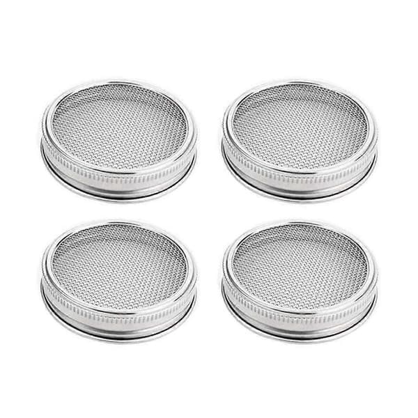 4-pack groddlock i rostfritt stål för breda Masonburkar för groddning