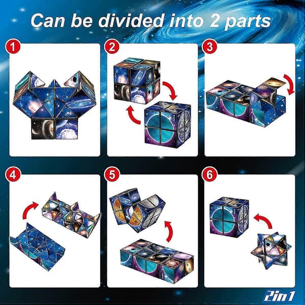 Star Cube Magic Cube 2 i 1 sæt, Yoshimoto Cube Infinity Magic 3D Puzzle Cubes, Hjerneudviklingspuslespil til børn og voksne