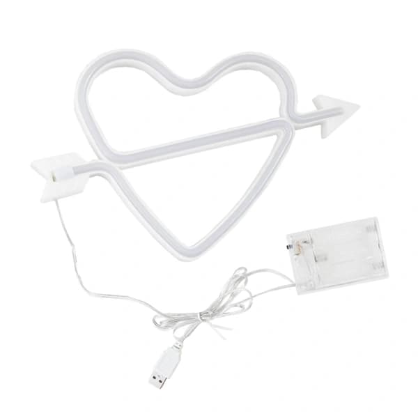 Hjerteformede neonskilt USB/batteridrevet akryl veggdekor