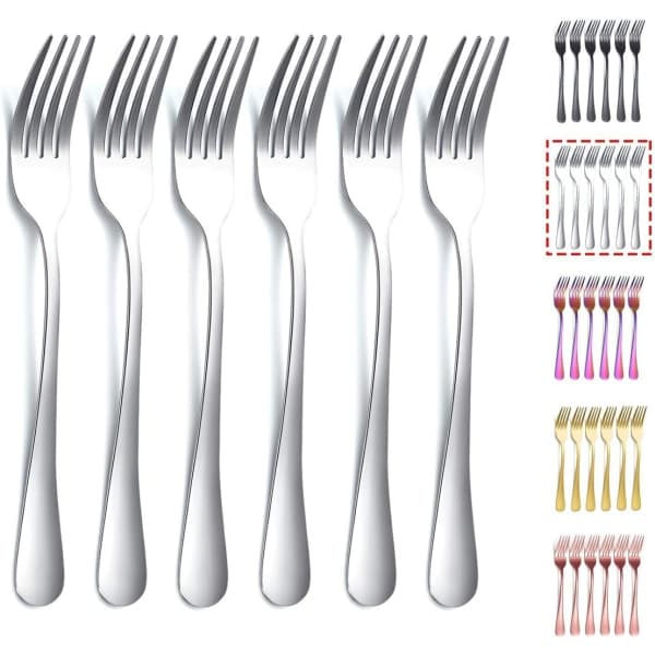 Gafflar 6-pack, Rostfritt stål 20,5 cm Bestick, Bordsgafflar Set om 6