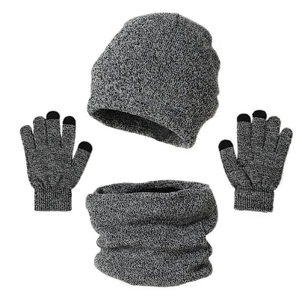 3-delt vinterhue, tørklæde og vanter sæt til mænd og kvinder, Beanie Handske