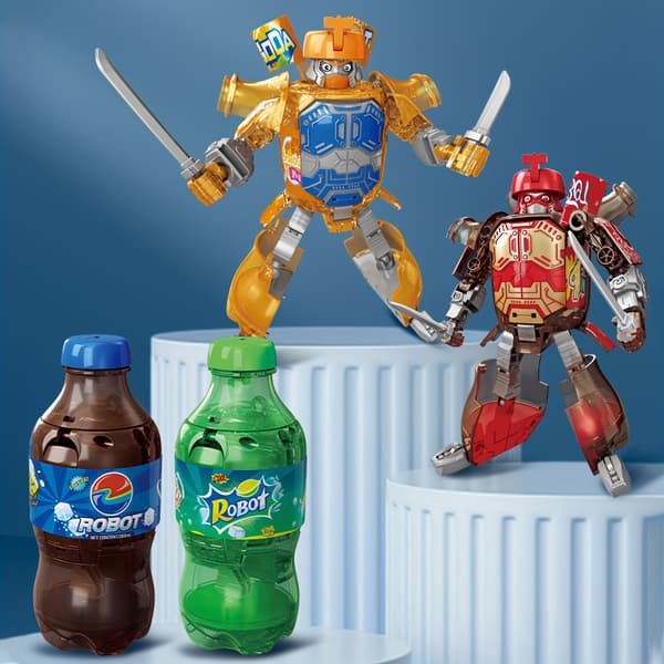 Kreativ Soda Samurai Robotleke, Transformerende Robotfigur, Pedagogisk ABS-leke for Gutter og Jenter, Julegave til Barn Blue One-size
