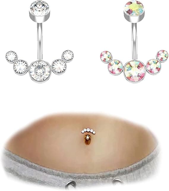 Hængende krystal navlepiercing til kvinder og piger i stål