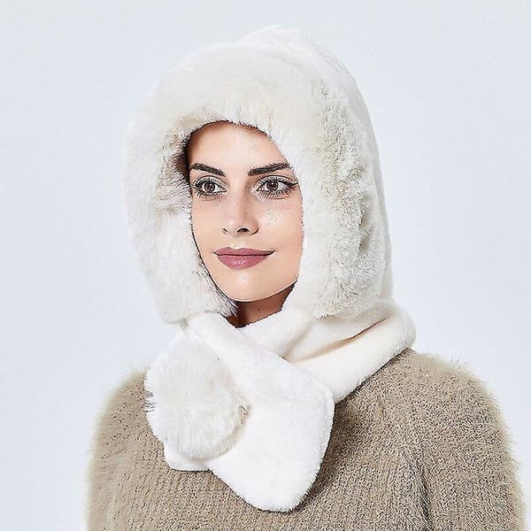 Vinter varm pelshat med øreklapper til kvinder, tyk hætte, vindtæt, blød og fluffy hat til damer i russisk stil, sort