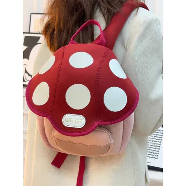 Söt Mini Svampryggsäck för Tonåringar, Lättvikts Nylon Studentryggsäck, Mode Reseryggsäck, Present till Flickor Red