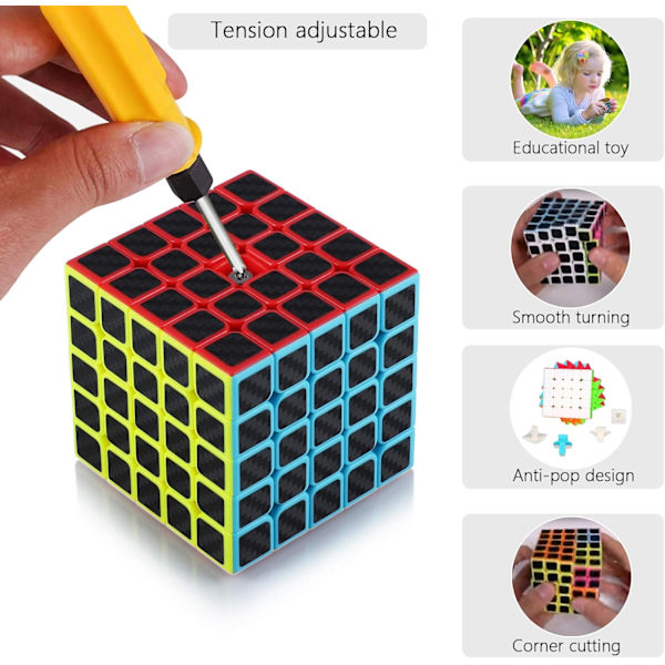 Magic Speed Cube 5x5x5 Speed Cube Magic Cube Kolfiber, ZQKLA