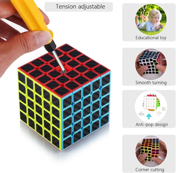 Magic Speed Cube 5x5x5 Speed Cube Magic Cube Kulfiber, ZQKLA