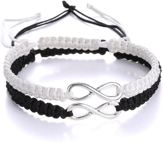 2 stk/sett rustfritt stål 8 uendelig pararmbånd flettet lær