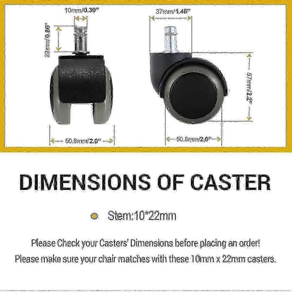Erstatningshjul for IKEA kontorstoler, 5-pakning, 10 mm x 22 mm