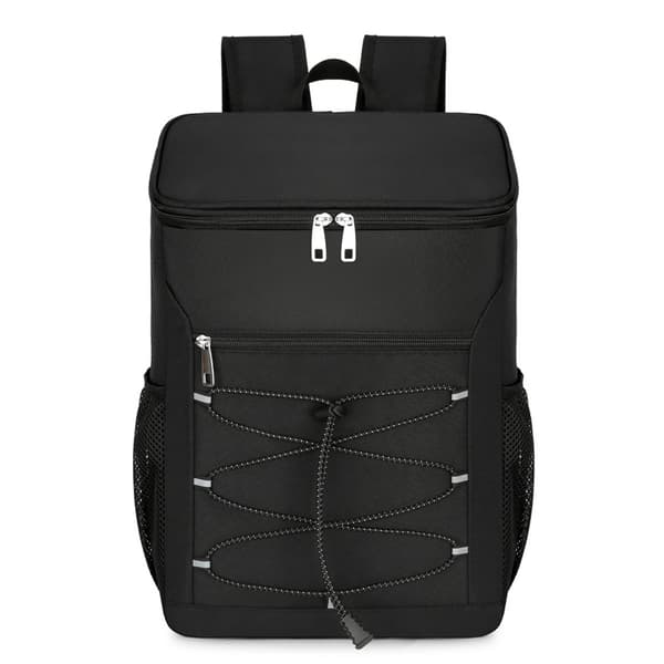 Udendørs picnictaske med lynlås og refleksstribe, sort