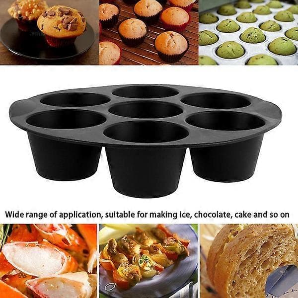 3-pak silikone kageform elektrisk airfryer bageudstyr muffinskageform med 7 huller