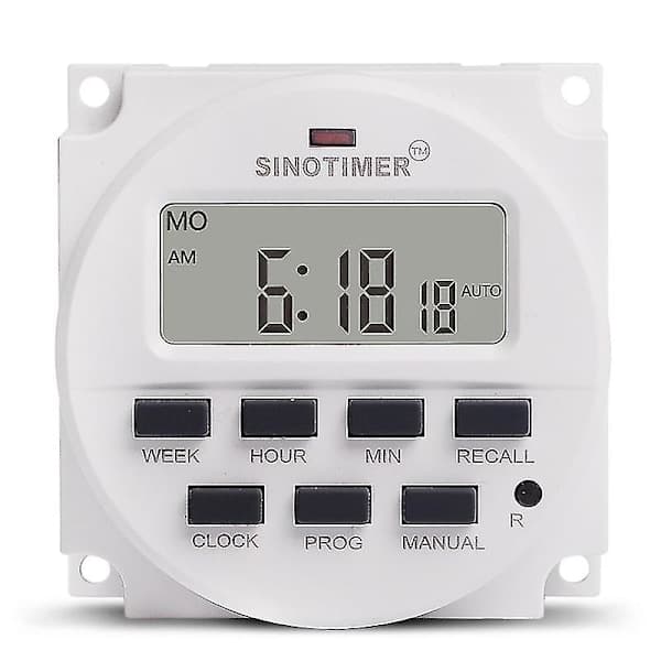 Sinotimer 15,98 tommers LCD digital timer 12V DC 7 dager programmerbar tidsbryter Tm618n-4 mai.5