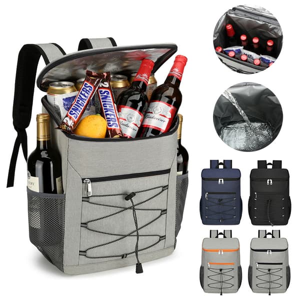 Udendørs picnictaske med lynlås og refleksstribe, sort