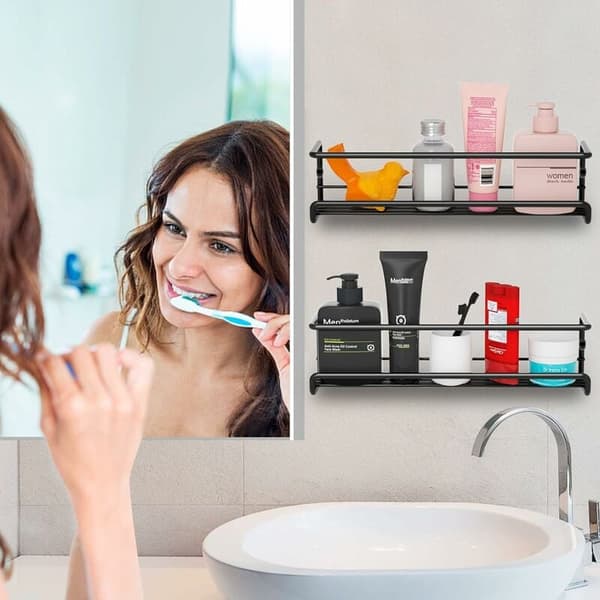 Vægmonteret 2-lags krydderihylde 29x6,5x6,5cm Kromstål til køkkenopbevaring