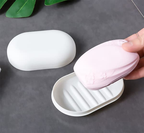 3-pack Resetvålkopp - Bärbar, Vattentät & Läckagesäker Duschvållåda - Blå, Rosa, Vit