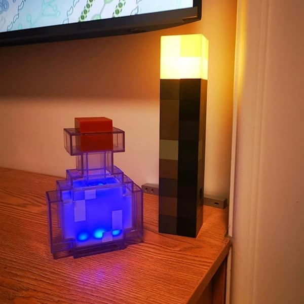 LED MCERS nattlys USB oppladbar nattbordslampe Mine-Craft-lampe