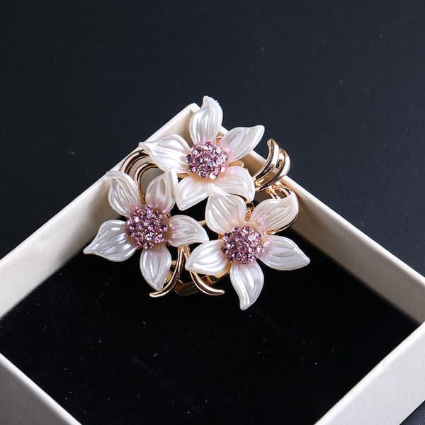Broche til kvinder og piger, elegant blomsterbroche med krystaller