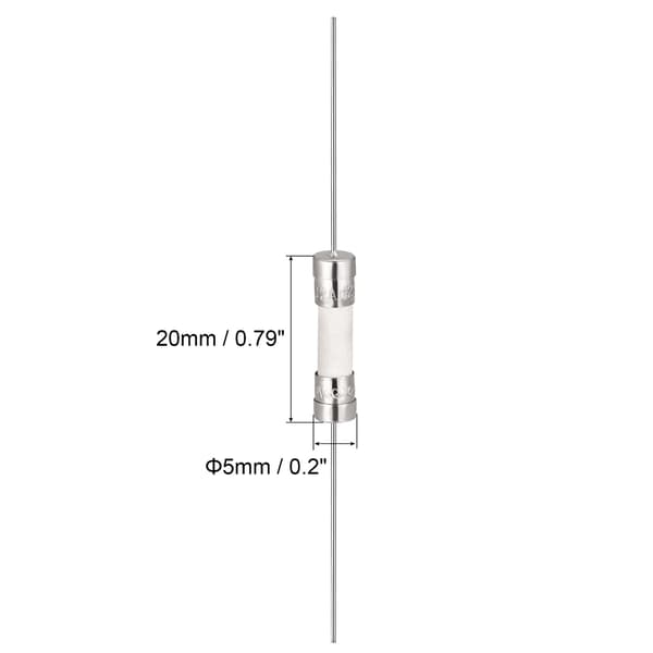 Treg sikringstråd keramiske sikringer 5mm x 20mm 250V T2A 5 stk