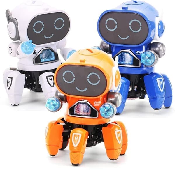 Barn Elektrisk Robotleksak Present Söt 6-klo LED-ljus Musikalisk Dansande Robotleksak Dansande Robot