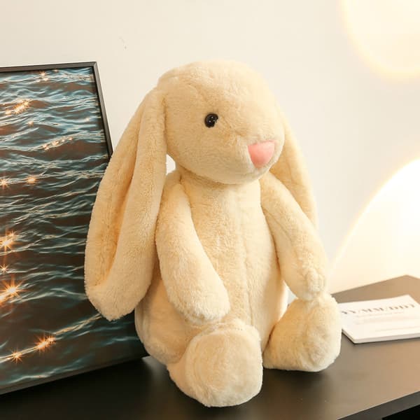 40 cm vit stoppad långörad kanin mjuk plyschleksak sovkompis