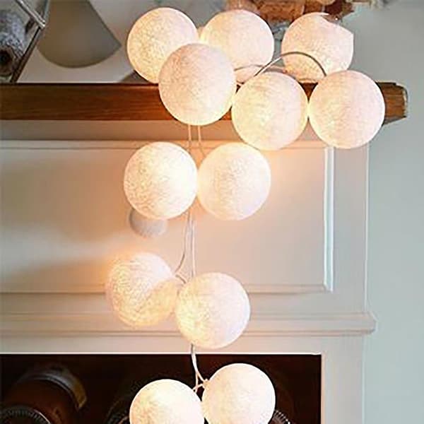 Vanntette dekorative bomullsball-lyslenker med LED-farge for bryllup
