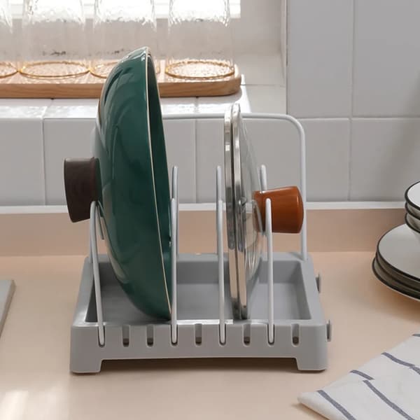 Grytlapp för lock eller grytor, köksförvaring, diskställ för lådan (grå)