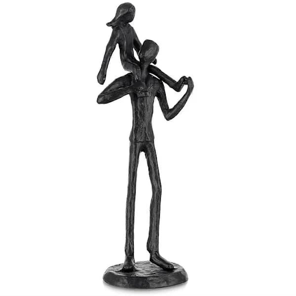 Far, datter, jern, figur, far, datter, kærlighed, skulptur, dekoration