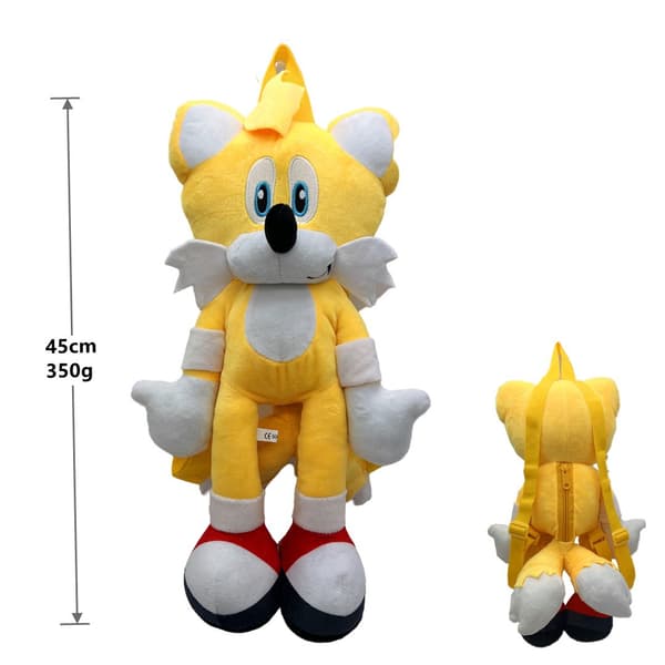 45CM Sonic Gul Sonic Rygsæk - Plyslegetøj