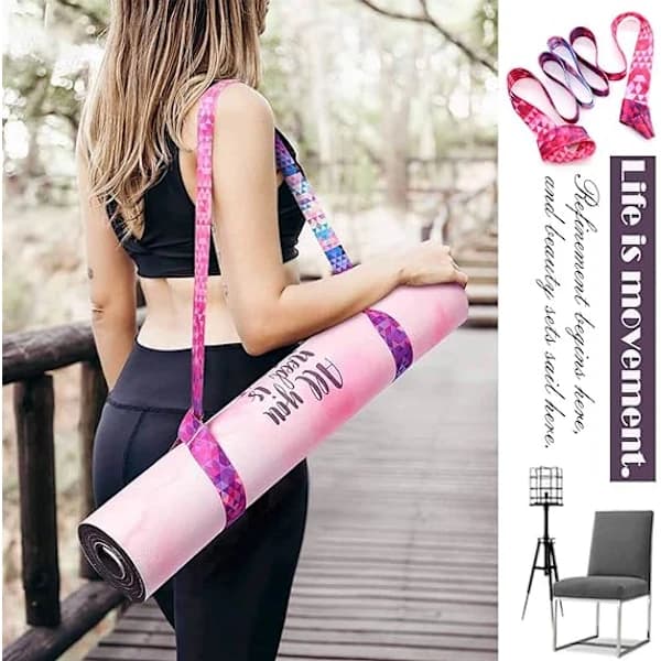 Multifunktionell yogarem, tryckt, bomull, justerbara öglor för DXGHC