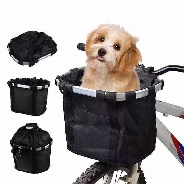 Frontcykelkurv - Sammenklappelig - 5 kg bæreevne - Til små hunde - Sort