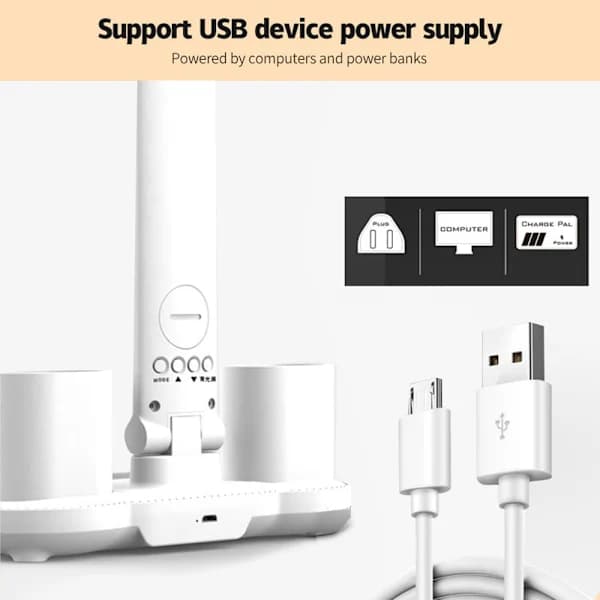 LED Skrivebordslampe, Multifunktionel Skrivebordslampe, USB Touch Natlampe med