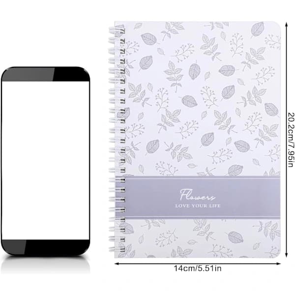 A5 Spiralnotesbog 4-pak, 120 linjerede sider - Blomdesign