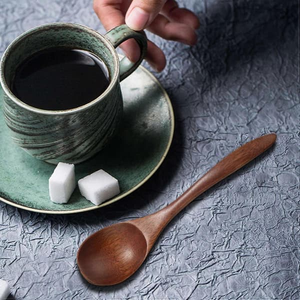 10 Stykker Træskeer til Mad, Miljøvenlige Håndlavede Teskeer til Middag, Salater, Desserter, Snacks