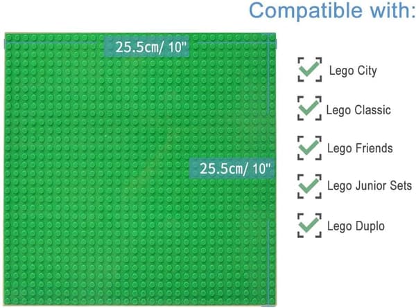 6-pak Byggeklodser Kompatible med de fleste mærker, 25*25cm, Grøn bundplade