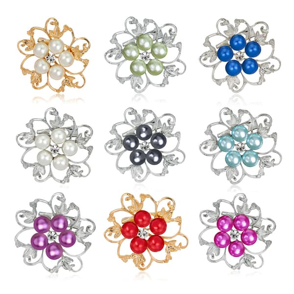 Brosjer Faux Perle Brosjer Rund Form Blomsterbrosje Skjerf Pi