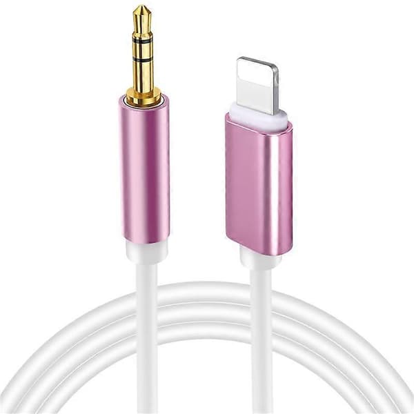 Bil Aux-kabel til 3,5 mm Aux-kabel til iPhone 5 og nyere modeller - Rosaguld