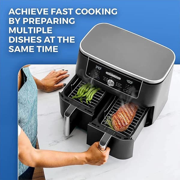 Airfryer tilbehør, dobbelt multifunktionsstativ med grill