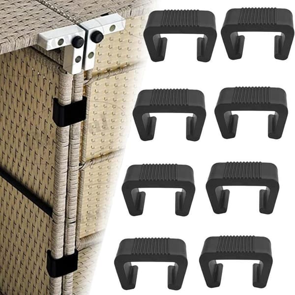 Rattanmöbelklämmor, svart, 8-pack - Trädgårdssoffkopplingar, plastklämmor kompatibla med utemöbler