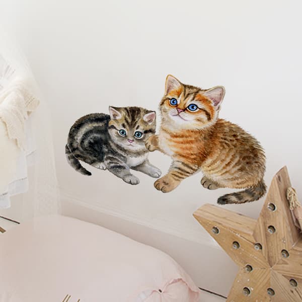 Sæt med wallstickers, to søde katte, vægdekoration