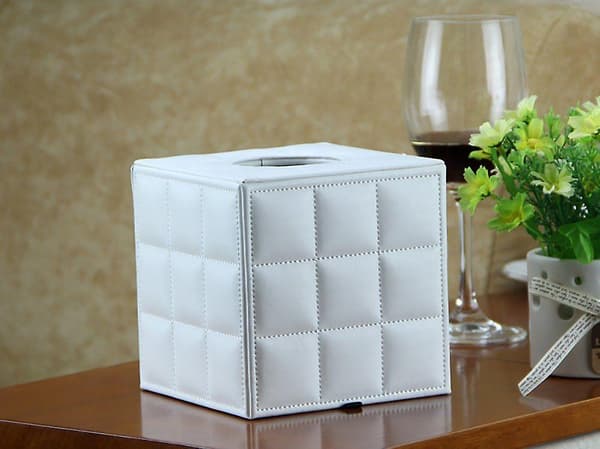 Servietboksbetræk, elegant kunstlæder, firkantet