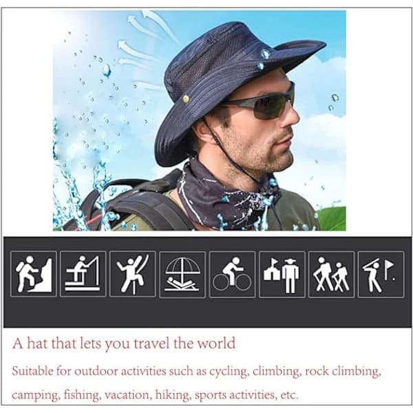 Solhat til mænd og kvinder, vandring, safarihat, udendørs, foldbar sommerhat