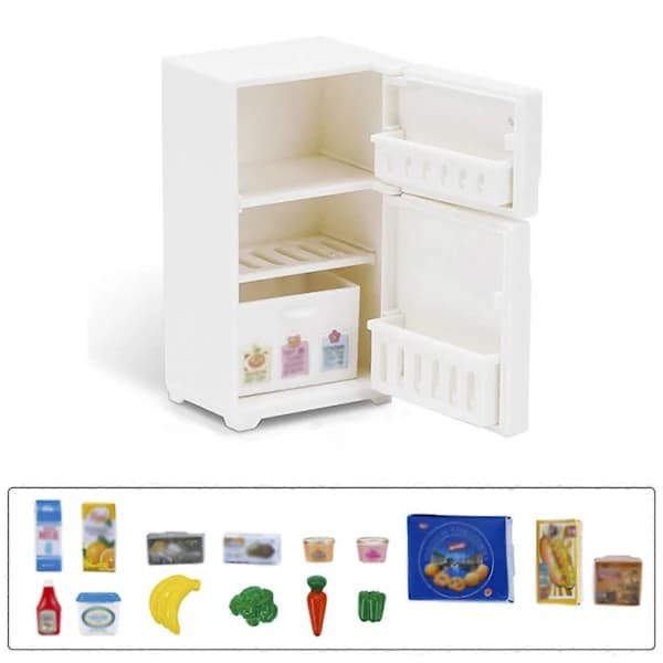Miniatyrkök, Mini Kylskåpsleksak, Matlagningssimulering, Barnleksak Vit