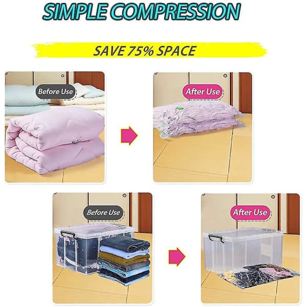 Set med 4 vakuumpåsar, extra stora, Jumbo 120x100cm Lufttäta