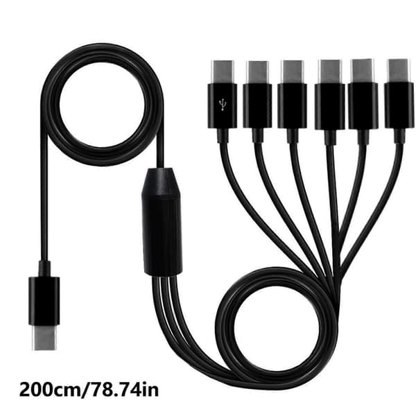 Fleksibelt USB C splitterkabel til samtidig opladning, dataoverførsel, USB C-kabel, rejseopladningskabel 0,5 meter
