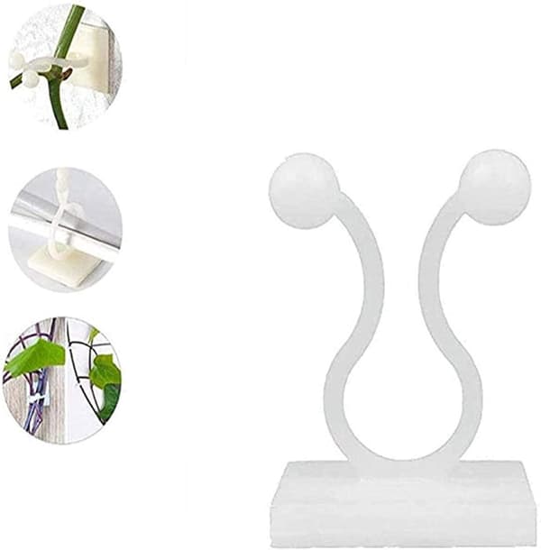 Veggfester for klatreplanter, selvklebende vinkrok, hvit, 100 stk