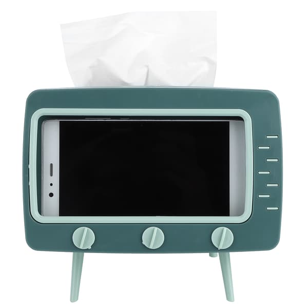 Retro TV-formet servietboks med telefonholder, papir opbevaring