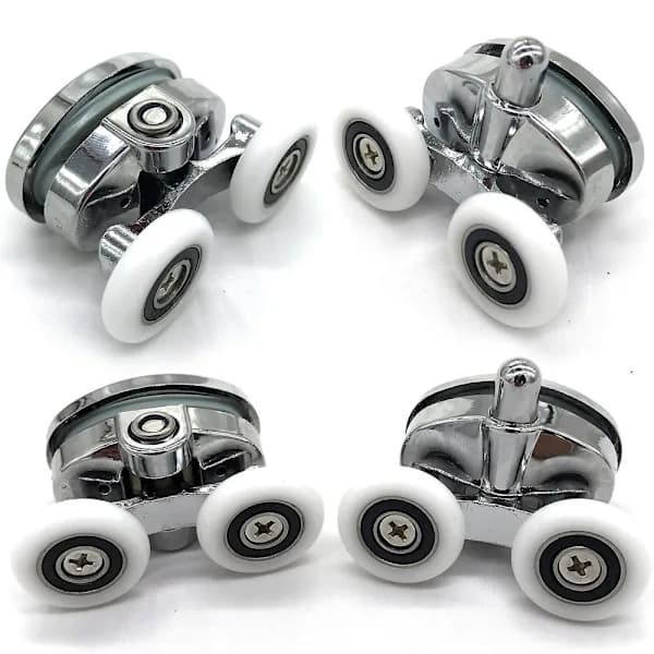 Sett med 4 dusjdørruller - Doble hjul - Oval - Sommerfuglformet (23mm)