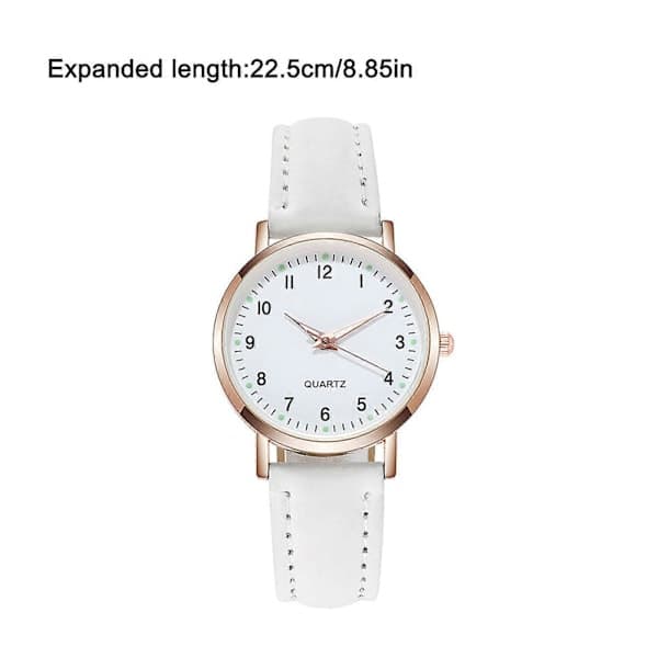 Dame Quartz Analog Armbåndsur, Mode Læderrem Dameur Klassisk Afslappet Stil