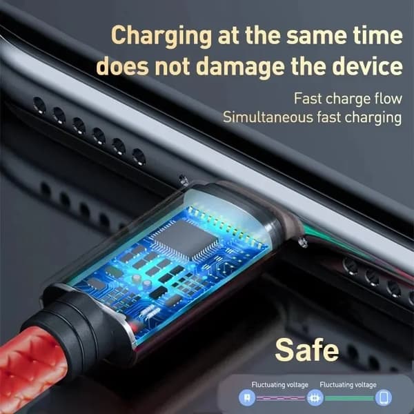 1-i-1 USB-kabel Micro USB Typ C Laddningskabel Multi USB-port Snabbladdningskabel för iPhone 11 12 13 Pro Max Xiaomi Samsung (YJD) Red