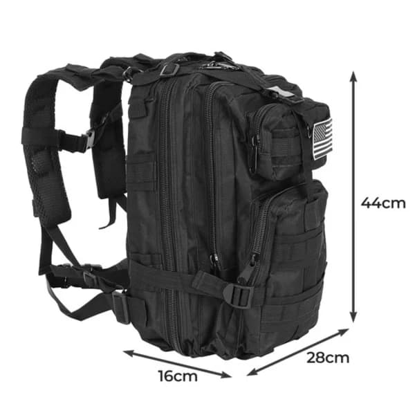 Militærtaske / Rygsæk i Nylon, Sort - 26 Liter Sort